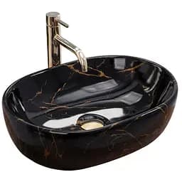 Умивальник Rea Amelia накладний black marble shiny REA-U8000, Чорний