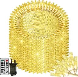 THKFUL 100M 800LED Рождественские сказочные огни Открытый Plug, Длинные рождественские огни Crystal с дистанционным таймером, Садовые гирлянды