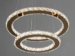 Люстра стельова LED Diasha 7206-6W/480+340G "Кришталеві кільця", 55W, 3025 лм, золото, для коридору, кухні, спальні - мініатюра 3