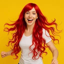 Перука кучерява довга рівний зріз з термоволокна 80 см червоний