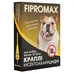 Краплі Fipromax проти бліх та кліщів, для середніх собак вагою 10-25 кг 2 піпетки - мініатюра 2