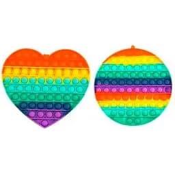 Сенсорна іграшка Pop it антистрес 20 см серце круг великий XXL райдужний різнокольоровий