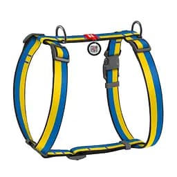Шлейка для собак анатомическая H-образная Waudog Nylon с QR-паспортом рисунок Colors of freedom Размер L