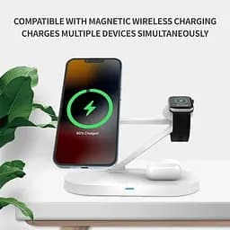 Зарядний пристрій бездротови 3in1 Magnetic wireless charger JYD-WC126 5-15W білий - мініатюра 2