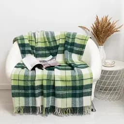 Плед вовняний Vladi Ельф 170х210 біло-салатово-зелений 2