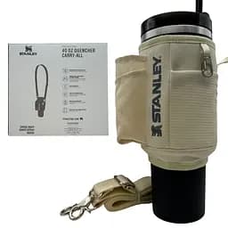 Чохол-сумка для термокухля Stanley Quencher 1,18 л (40 oz) з ремінцем і кишенями KT7001804 молочного кольору