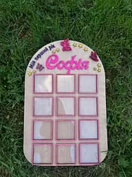 Дерев'яний постер для фото 12 місяців, іменна рамка для фото 9х9 см