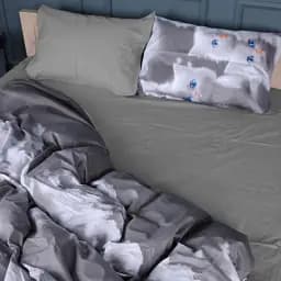 Простыня MirSon Сатин 22-1402 Silvery Cats 220x240 см (2200010567106)