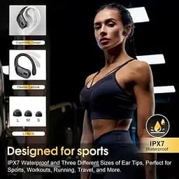 Бездротові спортивні навушники HD65 із зарядним кейсом і мікрофоном Bluetooth-навушники для спорту Чорні - мініатюра 3