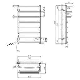 Сушарка для рушників електрична Kroner KRP Prima EL900x500-8 (CV036338) - мініатюра 6