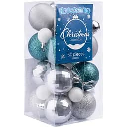 Набір новорічних куль Novogod'ko №4 срібло/смарагд 30 шт. (974436)