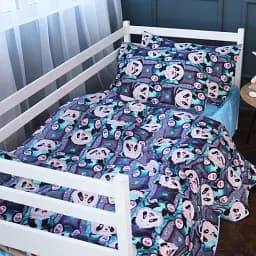 Простирадло Mirson на резинці Kids Time 17-0722 Tiny Panda 60х120 см бязь блакитне (2200010688832) - мініатюра 4
