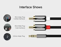 Кабель аудіо Ugreen AV116 2RCA to 3.5mm стерео розгалужувач 3 м (10590) - мініатюра 8