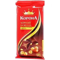 Шоколад Корона черный с целыми орехами 90 г (596268)