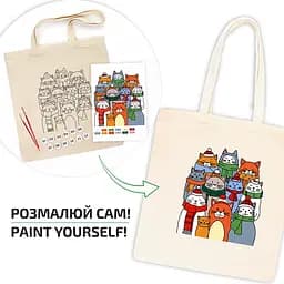 Екосумка-розмальовка, Коти в шапках , бавовна 220 г/м2, 38х42см, ROSA Talent - мініатюра 2