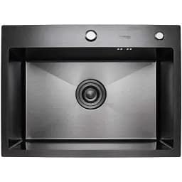 Кухонна мийка Platinum Handmade PVD з нержавіючої сталі 3 мм прямокутна 58x43x22 см чорна (000032264)