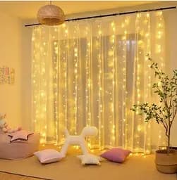 Гірлянда штора Водоспад 3х2.6 м 360 LED (прозорий шнур, з перехідником) Золотаве світло - мініатюра 7