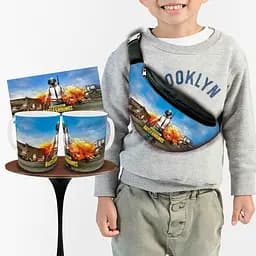 Набор: детская сумка-бананка+кружка Пабг "PUBG" 32х15см,бананка для мальчика через плечо на подарок (00940)