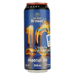 Пиво Volynski Browar Tenth Birthday Imperial Ale светлое 7.5% 0.5 л ж/б 