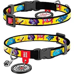 Ошейник для кошек Waudog Nylon Мохнатые монстры с QR паспортом XS 20-30x1 см
