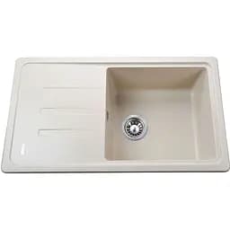 Гранітна мийка Globus Lux Lugano слонова кiстка 780х435мм