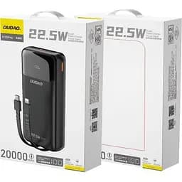 Батарея універсальна Dudao K15Pro 20000mAh PD/22.5W QC with built-in cables Black (6977196682430) - мініатюра 2