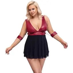 Сорочка Cottelli Collection Bondage Plus Babydoll 3XL черный с красным