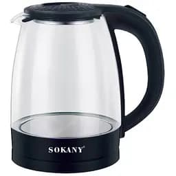 Чайник электрический Sokany SK-1045 2 л электрочайник дисковый с подсветкой для дома стекло 1500 Вт Черный
