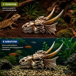 Декорація череп дракона Hobby Dragon Skull S 12,5×9×8,5 см для акваріума і тераріума (32074) - мініатюра 6