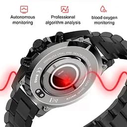 Розумний годинник Linwear LW09 Metal з вимірюванням кисню в крові (Чорний) - мініатюра 2