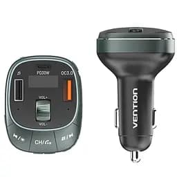 Автомобільний FM-трансміттер Vention PD 54W 3-Port USB (C+A+A) LED/USB Flash/Bluetooth, вольтметр - мініатюра 3