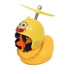 Качка декоративна в шоломі Sponge Bob, жовта уточка для авто з очками та пропелером Red Broken Duck - мініатюра 4