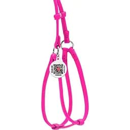 Шлея з повідцем для собак Waudog Glamour, шкіряна, кругла, з QR паспортом, 42-60х46-64х0,6/105 см, рожевий (34027) - мініатюра 2