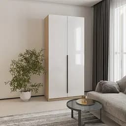 Шкаф 2-дверный MebelStar Оскар Gloss BL-B, дополнительная штанга 100x52x220 см Дуб сонома/Белый (MBS-5156)