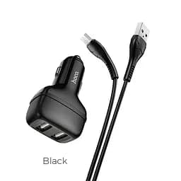 Адаптер автомобильный HOCO Micro USB Cable Leader Z36 черный