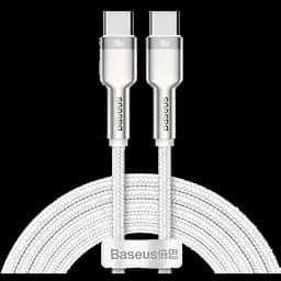 Кабель Baseus Cafule Metal Type-C to Type-C 100 W 2 m White (CATJK-D02) [71409]