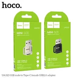 Перехідник Hoco UA31D USB male to Type-C female USB 2.0 adapter чорний - мініатюра 4
