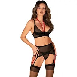 Комплект белья Obsessive Glandez 3-предмета XL/2XL (черный)