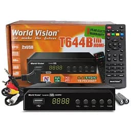 Эфирный Т2 ресивер цифровой тюнер World Vision T644B FM - мініатюра 2