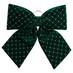 Бархатный бант для декора Yiwu со стразами и узором на елку 45×50 (см) Зеленый CR-2-18