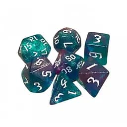 Набор кубиков Double Color Glitter 7 Dice Set - Aqua-Purple , 7 шт. (g7dglitdc02)