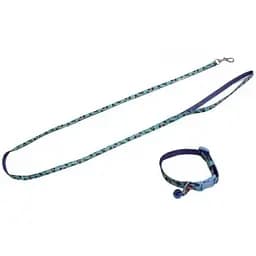 Нашийник з повідцем Croci Mini Jungle нейлоновий 16-24 см/120 см блакитний
