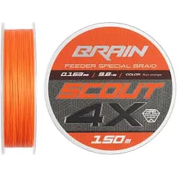 Шнур Brain Scout 4X 150m (fluoro Orange) 0.163mm 9.8kg