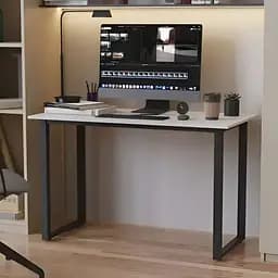 Стол письменный Кнап 2 Ferrum-decor 750x1000x600 Черный металл ДСП Белый 16 мм (FRD-106386)