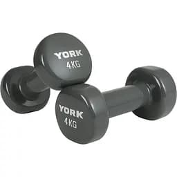 Гантели для фитнеса York Fitness виниловые круглые 2х4кг серый