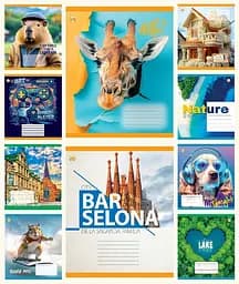 Зошити учнівські 24 аркуша клітинка Тверда Мікс 3, 20 шт. в упаковці