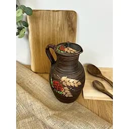 Кувшин керамический (глиняный) резной с ручкой Золотой Колосок 2.5 л