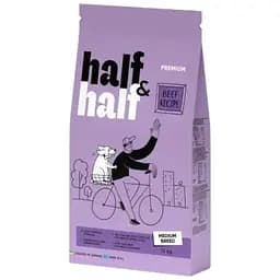Сухой корм Half & Half для взрослых собак средних пород, с говядиной, 12 кг