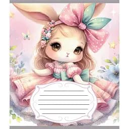 Зошит учнівський "Зайка" 012-590522C-5 в косу лінію, 12 аркушів