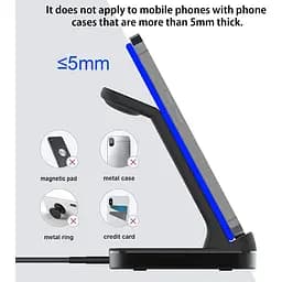 Бездротовий зарядний пристрій Boaraino W15 3 в 1 для iPhone 13/13 Mini/13 Pro/13 Pro Max/12/11/X/8, Apple Watch 7/SE/6 - мініатюра 6
